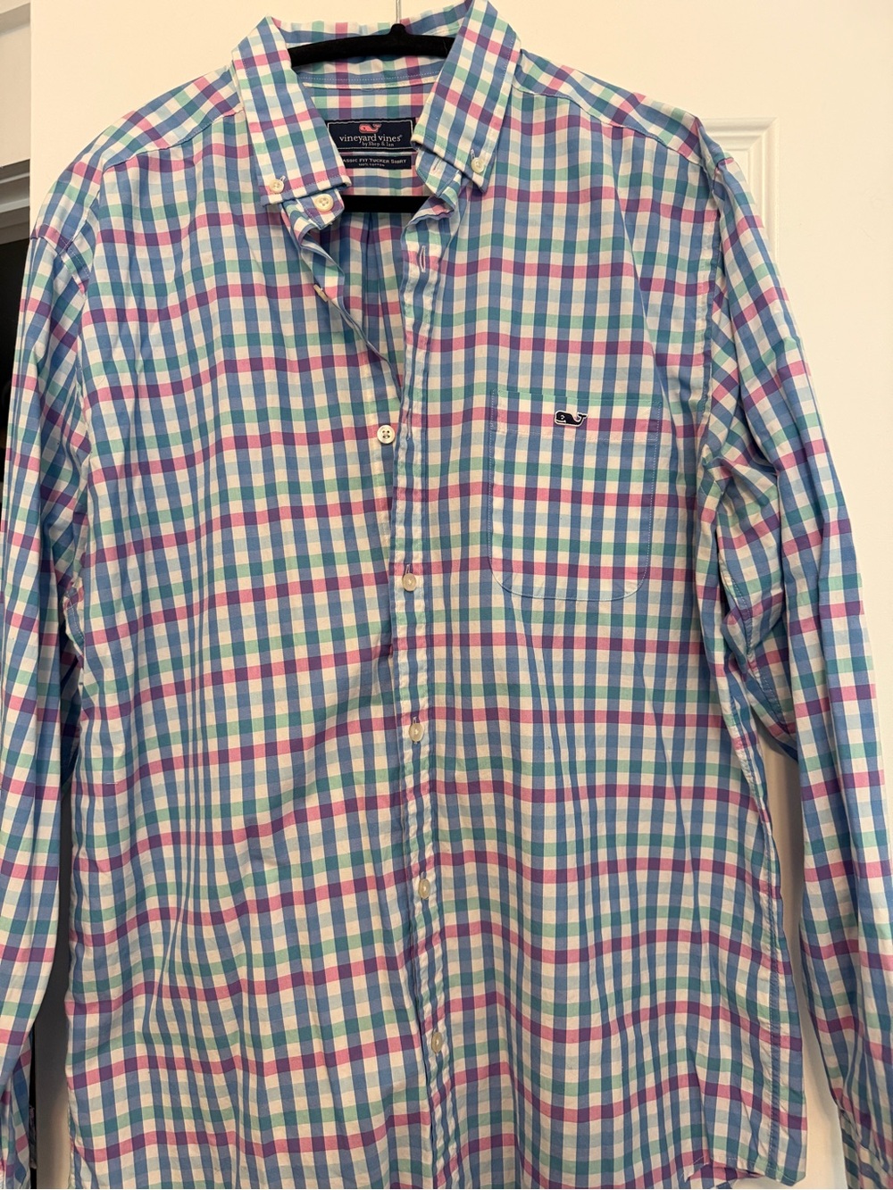 Vineyard Vines Men's Multi-Check Button-Down Shirt - Blue, Pink & Green